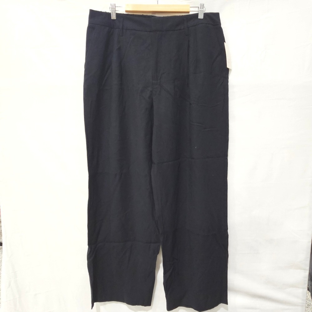 A New Day Black Wide Leg Trousers High Rise Elastic Back Pants Size 16 NWT